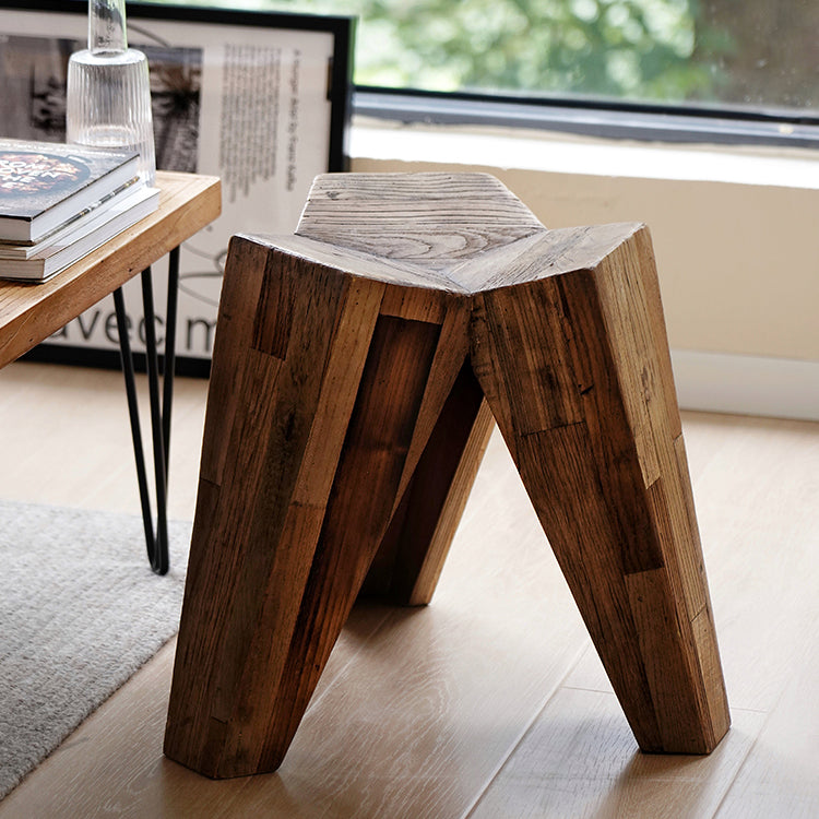 LoftHome rustic chairs crafted from solid reclaimed wood, showcasing natural textures and robust design, adding a timeless charm to any cozy living space.