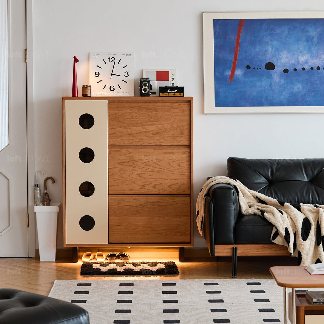 Scandinavian cherry wood shoe cabinet timeless detail 3.