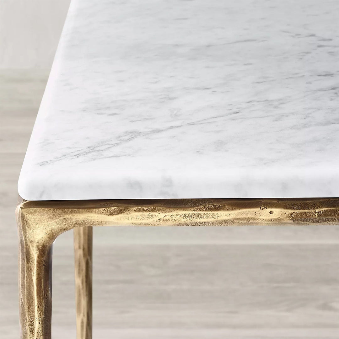 Loft Home marble table featuring a polished white marble top and elegant gold frame, from Marble Tables collection, elevating luxurious dining spaces.