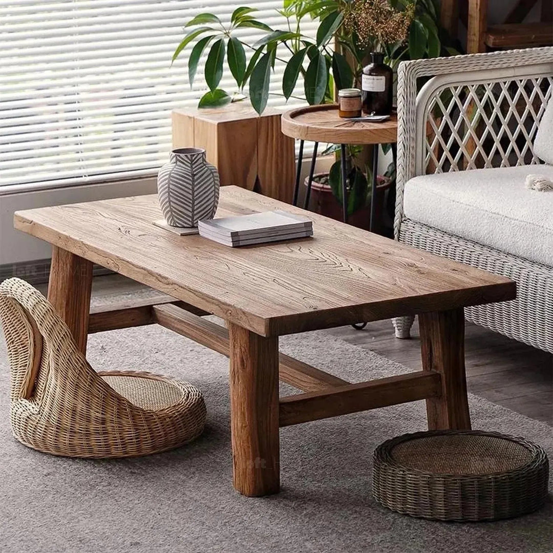 Rustic elm wood coffee table northern elm primary product view.