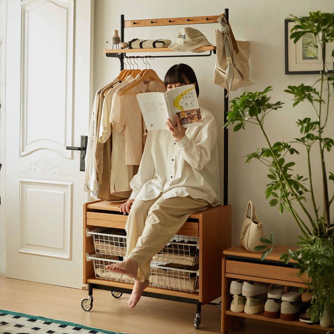 Scandinavian cherry wood clothes hanger cove material variants.