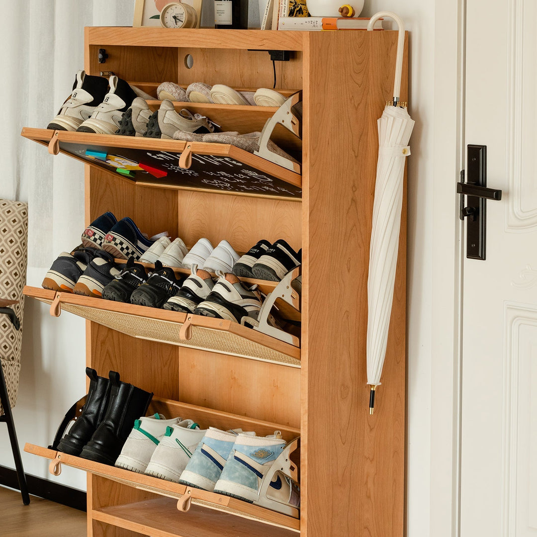 Scandinavian rattan shoe cabinet kangaroo in details.