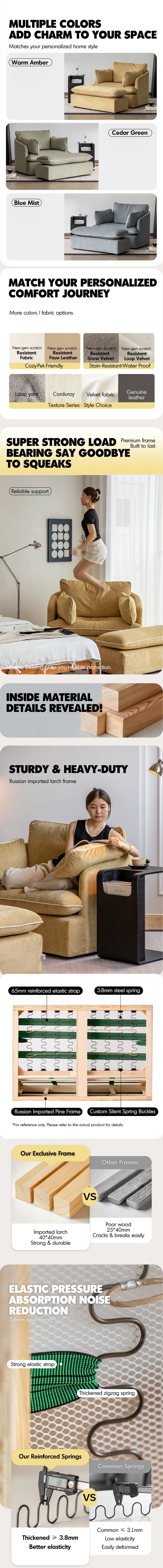 Scandinavian Chenille Velvet Fabric 1 Seater Sofa MIRA More Details and Instruction_9