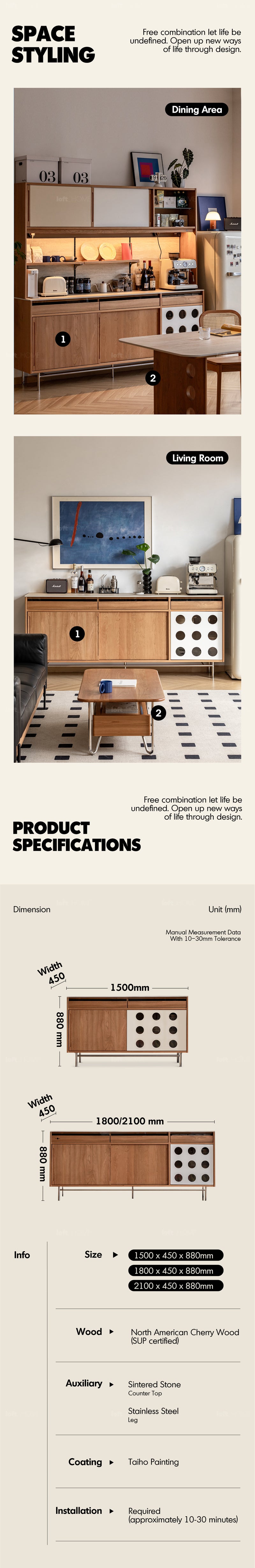 Scandinavian Cherry Wood Sintered Stone Cabinet TIMELESS More Details and Instruction_23