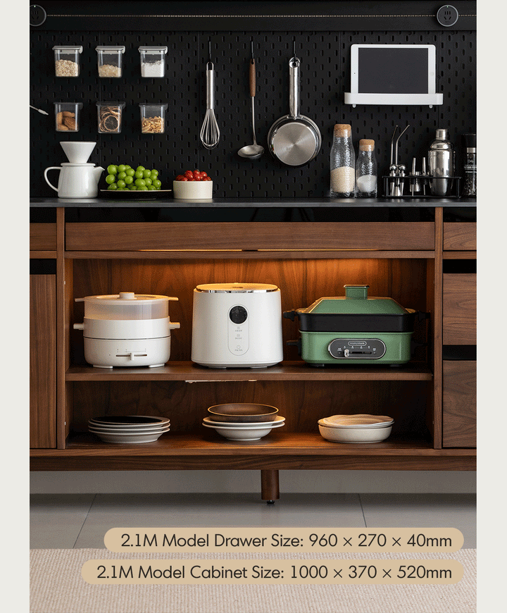 Japandi Walnut Wood Storage Side Cabinet With Dining Table HARMON