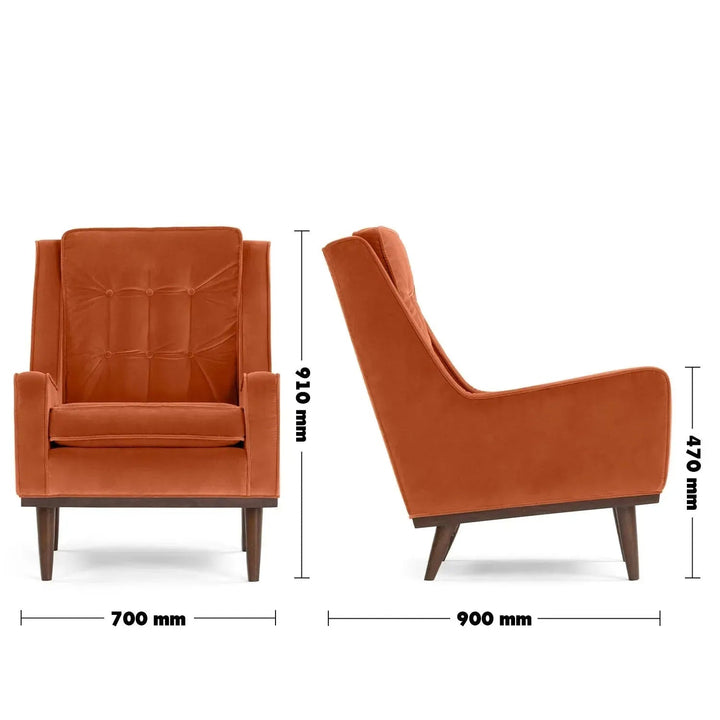 Scandinavian Velvet 1 Seater Sofa SCOTT