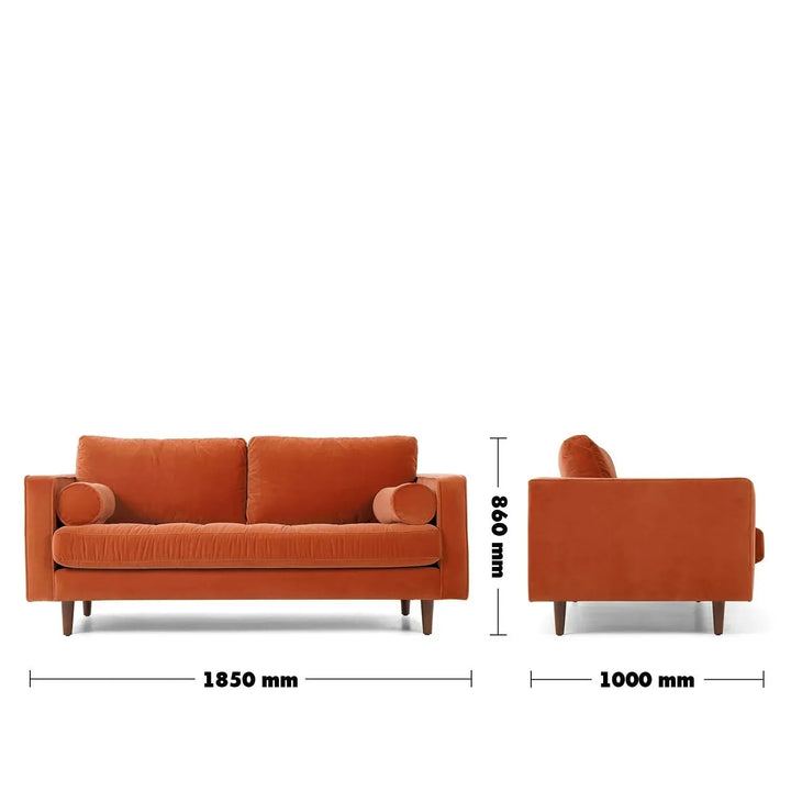 Scandinavian Velvet 2 Seater Sofa SCOTT