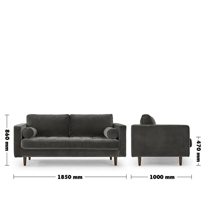 Scandinavian Velvet 2 Seater Sofa SCOTT