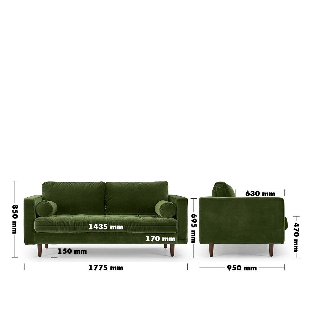 Scandinavian Velvet 2 Seater Sofa SCOTT
