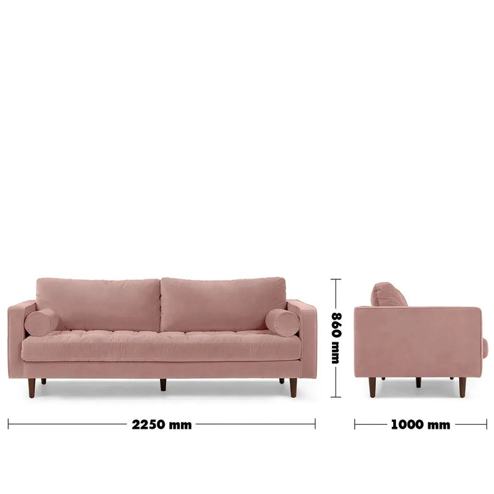 Scandinavian Velvet 3 Seater Sofa SCOTT