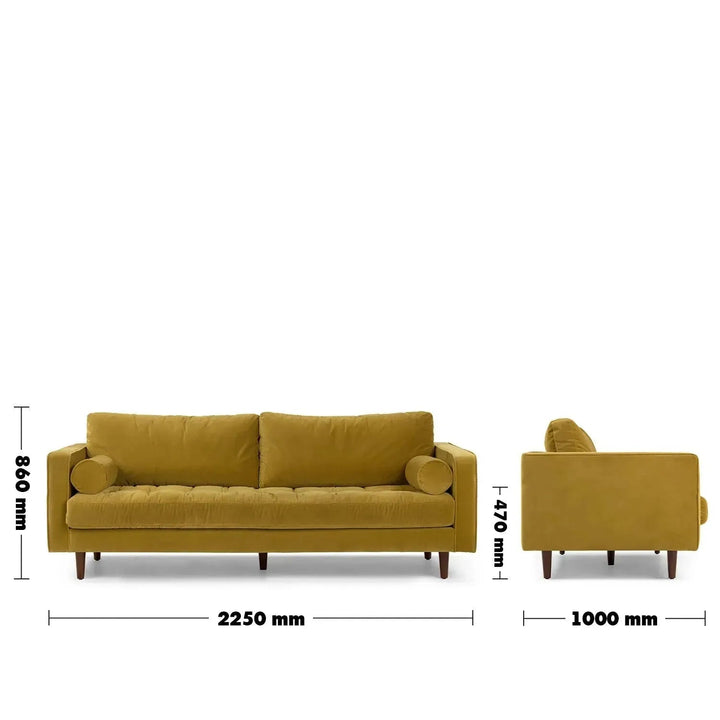 Scandinavian Velvet 3 Seater Sofa SCOTT