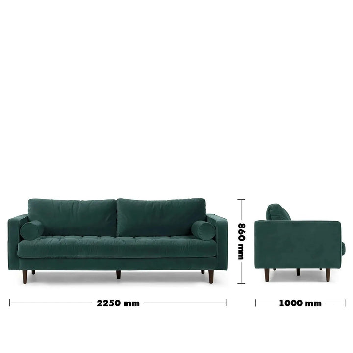Scandinavian Velvet 3 Seater Sofa SCOTT