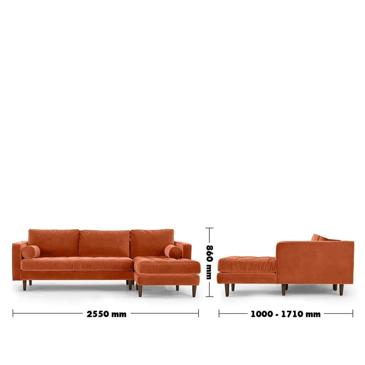 Scandinavian Velvet L Shape Sectional Sofa SCOTT 2+L