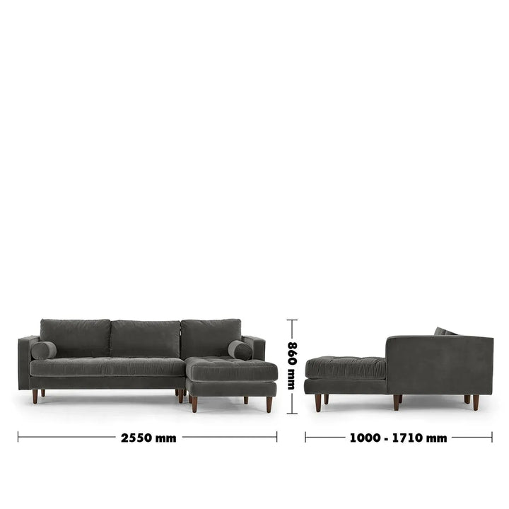 Scandinavian Velvet L Shape Sectional Sofa SCOTT 2+L