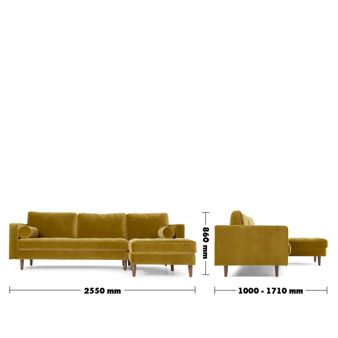 Scandinavian Velvet L Shape Sectional Sofa SCOTT 2+L