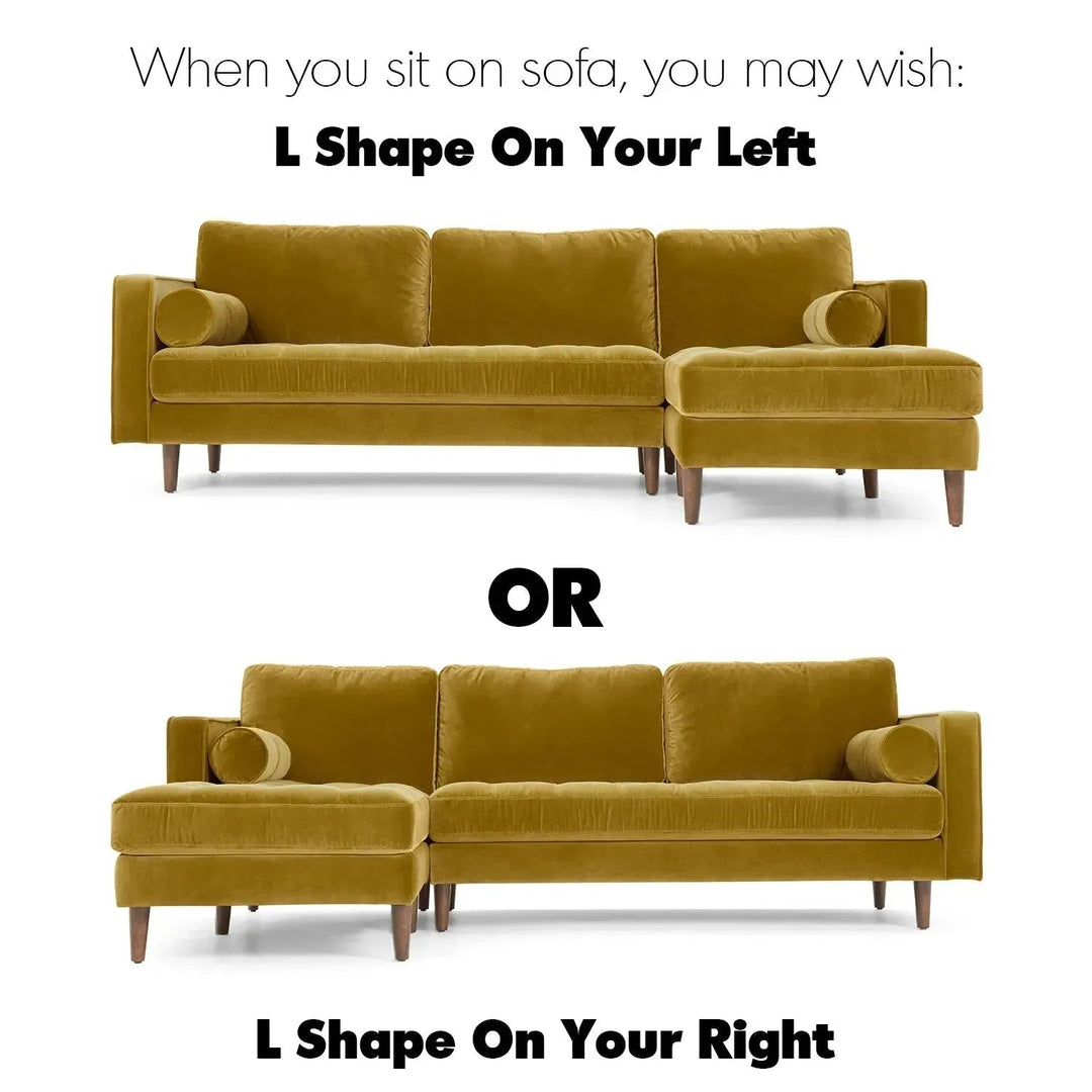 Scandinavian Velvet L Shape Sectional Sofa SCOTT 2+L