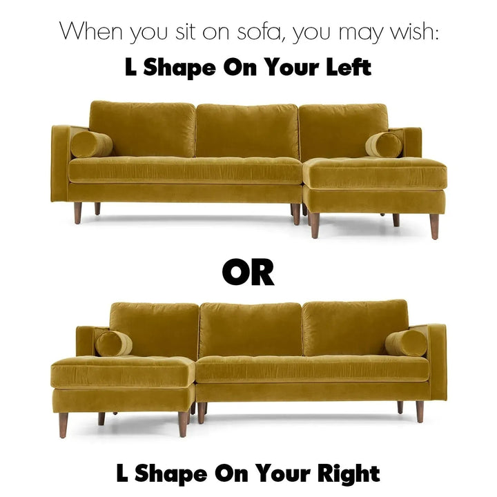 Scandinavian Velvet L Shape Sectional Sofa SCOTT 2+L