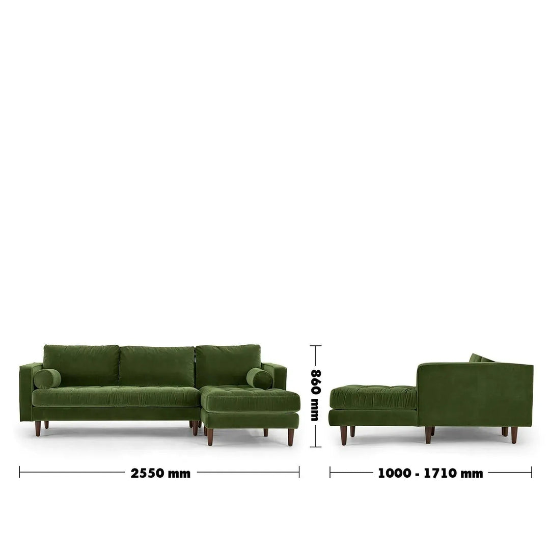 Scandinavian Velvet L Shape Sectional Sofa SCOTT 2+L