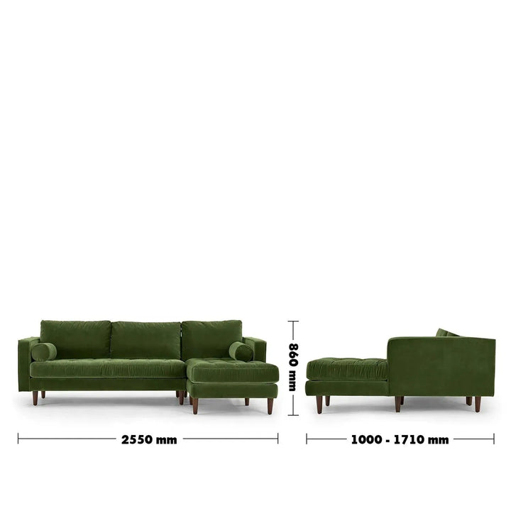 Scandinavian Velvet L Shape Sectional Sofa SCOTT 2+L