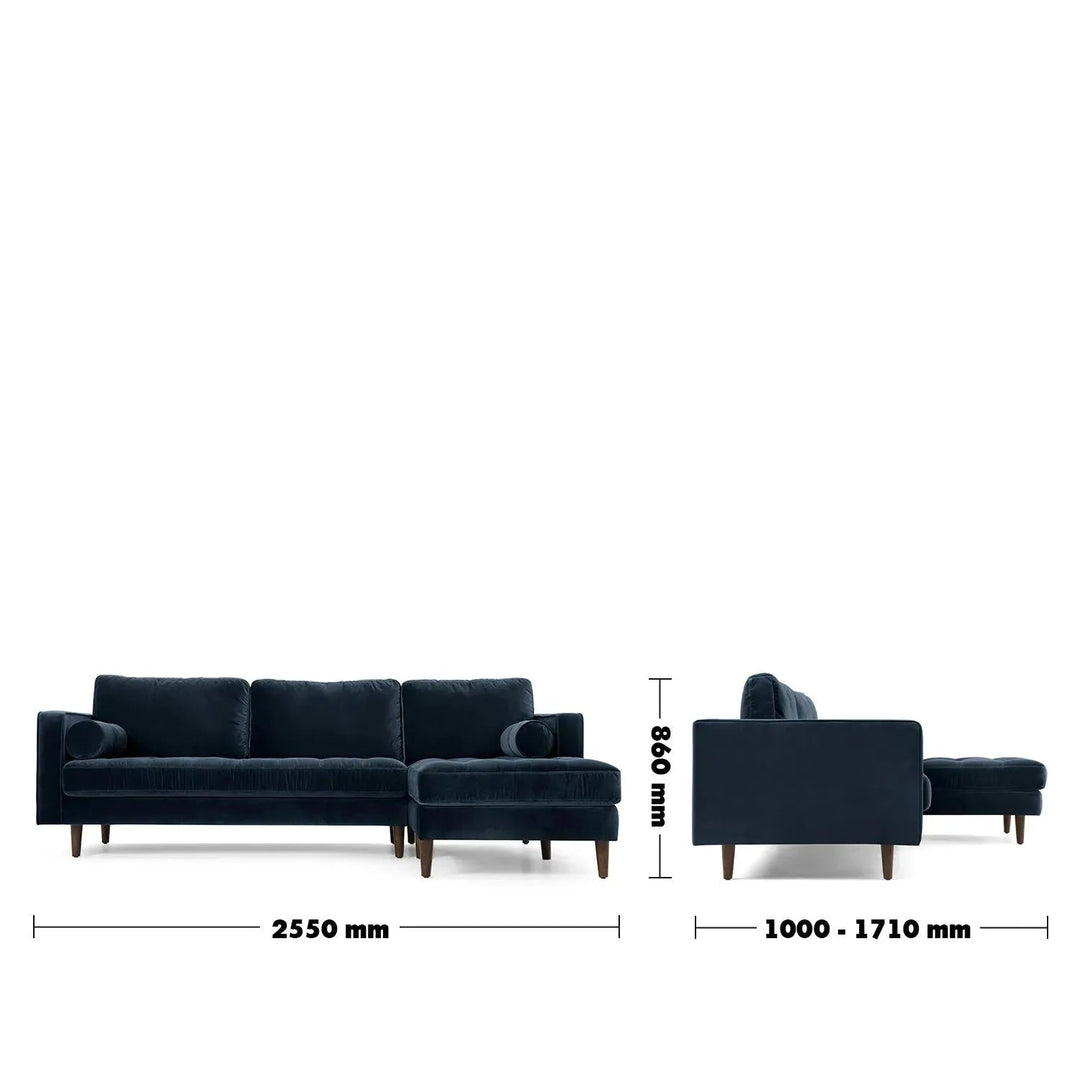 Scandinavian Velvet L Shape Sectional Sofa SCOTT 2+L