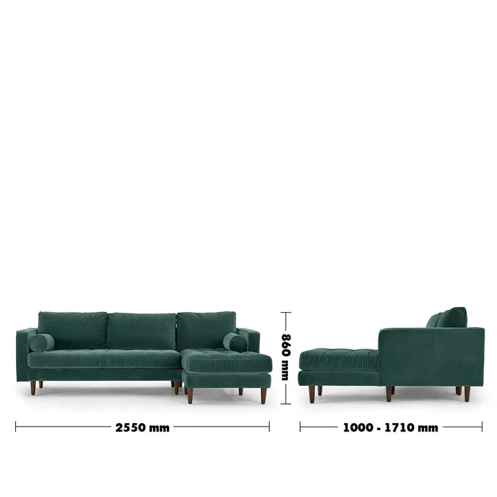 Scandinavian Velvet L Shape Sectional Sofa SCOTT 2+L