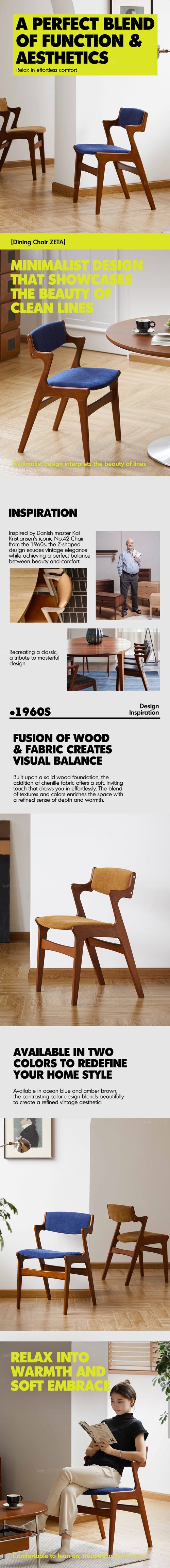 Bauhaus Beech Wood Chenille Velvet Fabric Dining Chair ZETA Good to Know Preview-1