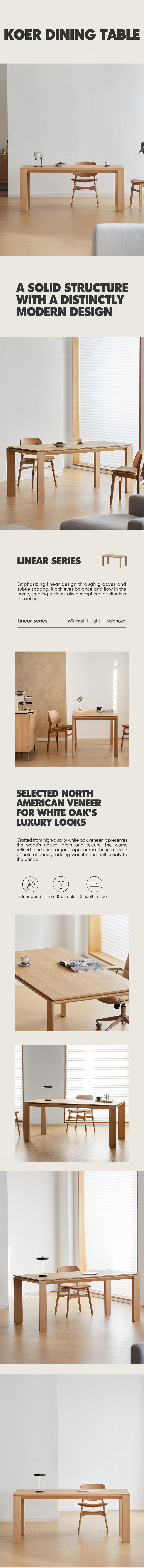 Minimalist Oak Wood Veneer Plywood Dining Table HORIZON More Details and Instruction