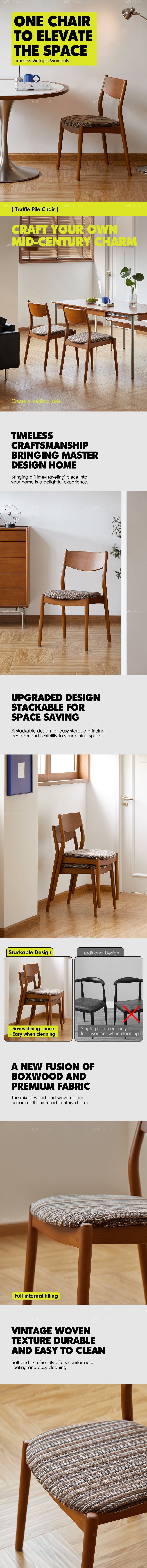 Bauhaus Boxwood Mix Weave Fabric Cushion Stackable Dining Chair TRUFFLE More Details and Instruction