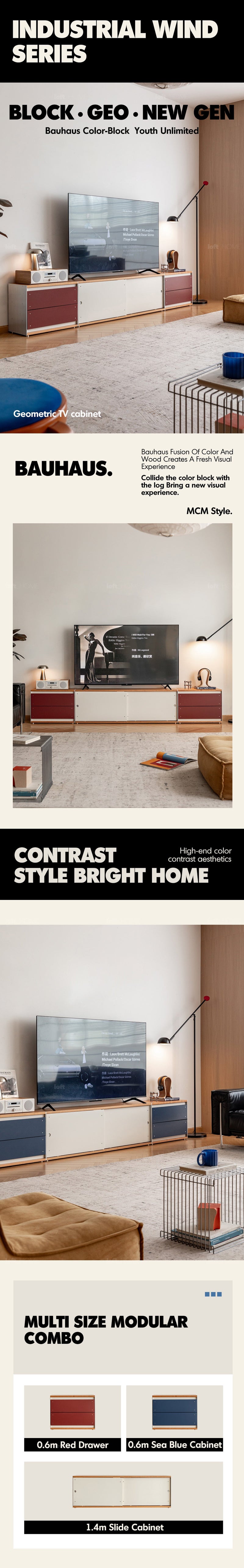 Bauhaus Aluminium Modular TV Console GEOMETRIC More Details and Instruction