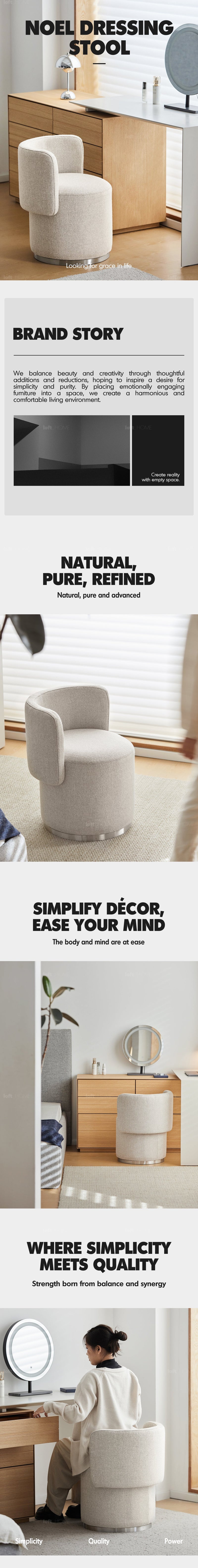 Minimalist Cotton Fabric Dressing Chair NOEL More Details and Instruction