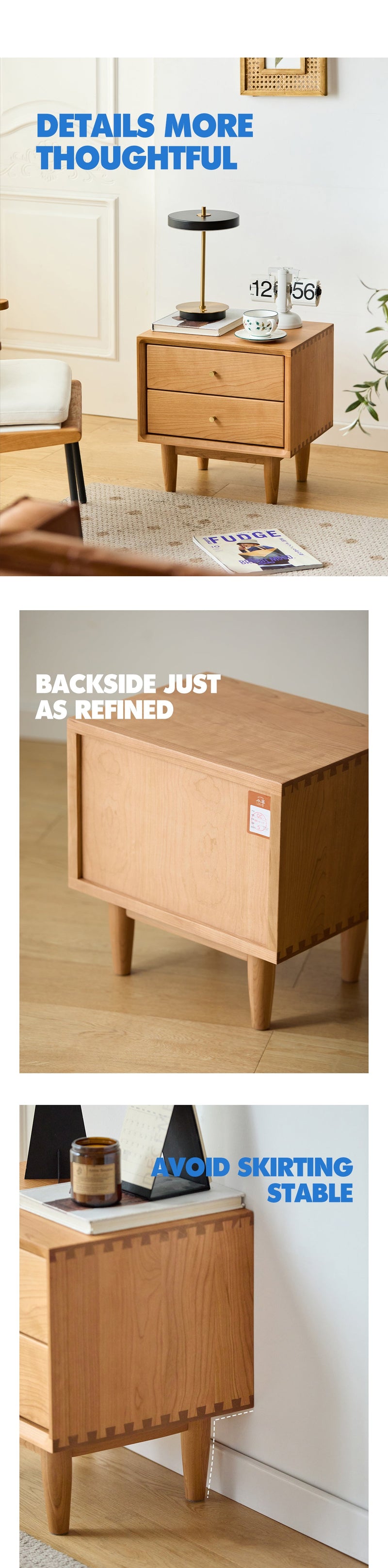 Scandinavian Cherry Wood Side Table GREEN More Details and Instruction_4