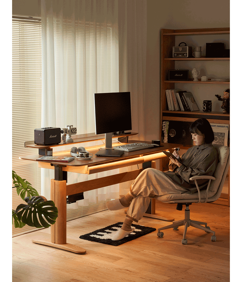 Scandinavian Cherry Wood Electric Height Adjustable Study Table UP More Details and Instruction_2