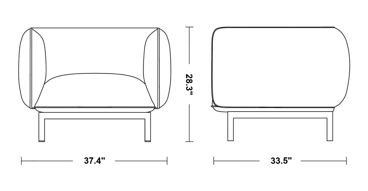 Minimalist Fabric 1 Seater Sofa MELLO Size Chart