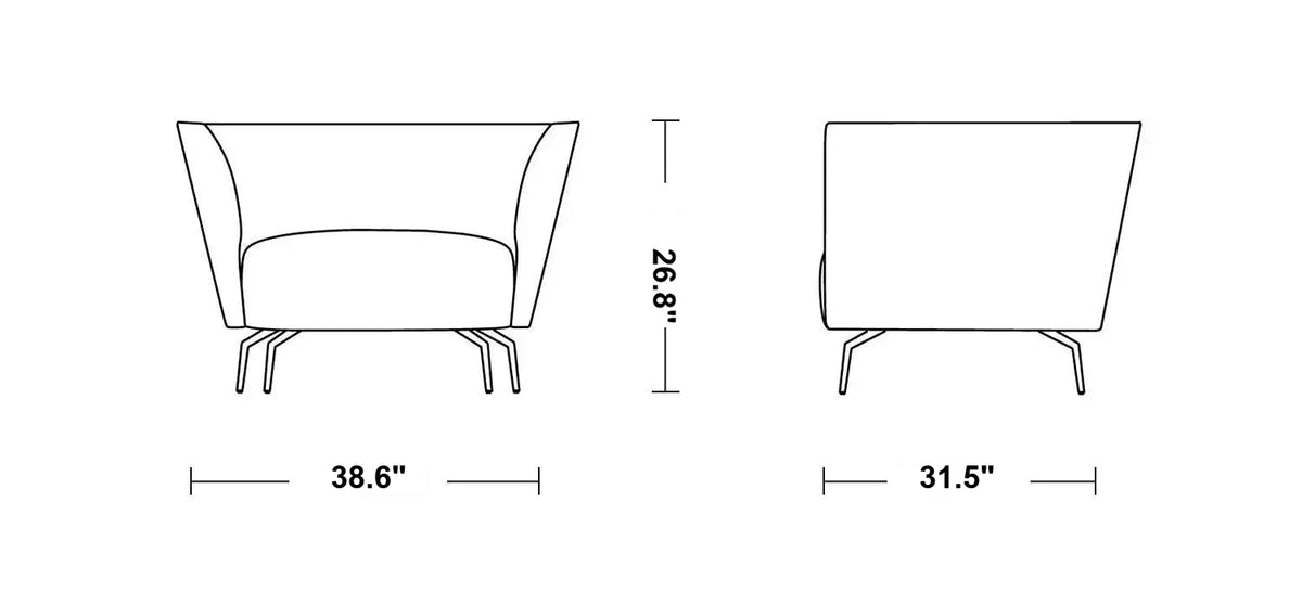 Minimalist Fabric 1 Seater Sofa Low Back KAS Size Chart