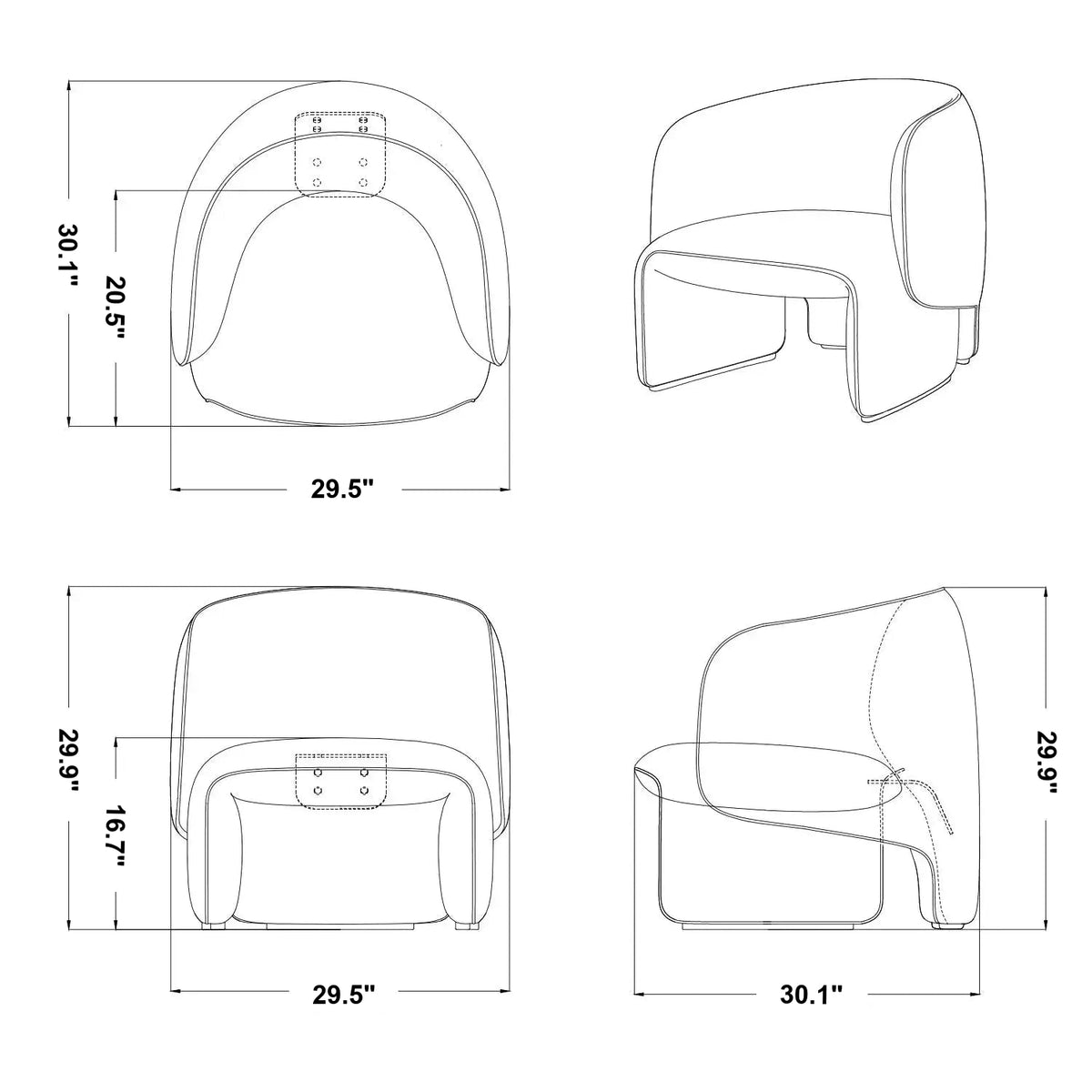 Minimalist Mixed Weave Fabric 1 Seater Sofa ELEPHANT Size Chart