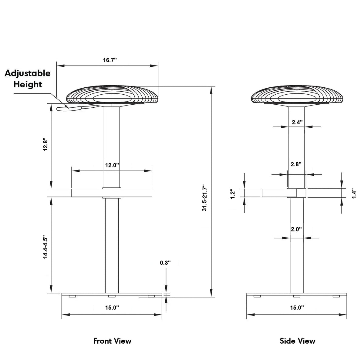 ModernFabric Round Bar Stool SHELL Size Chart_2