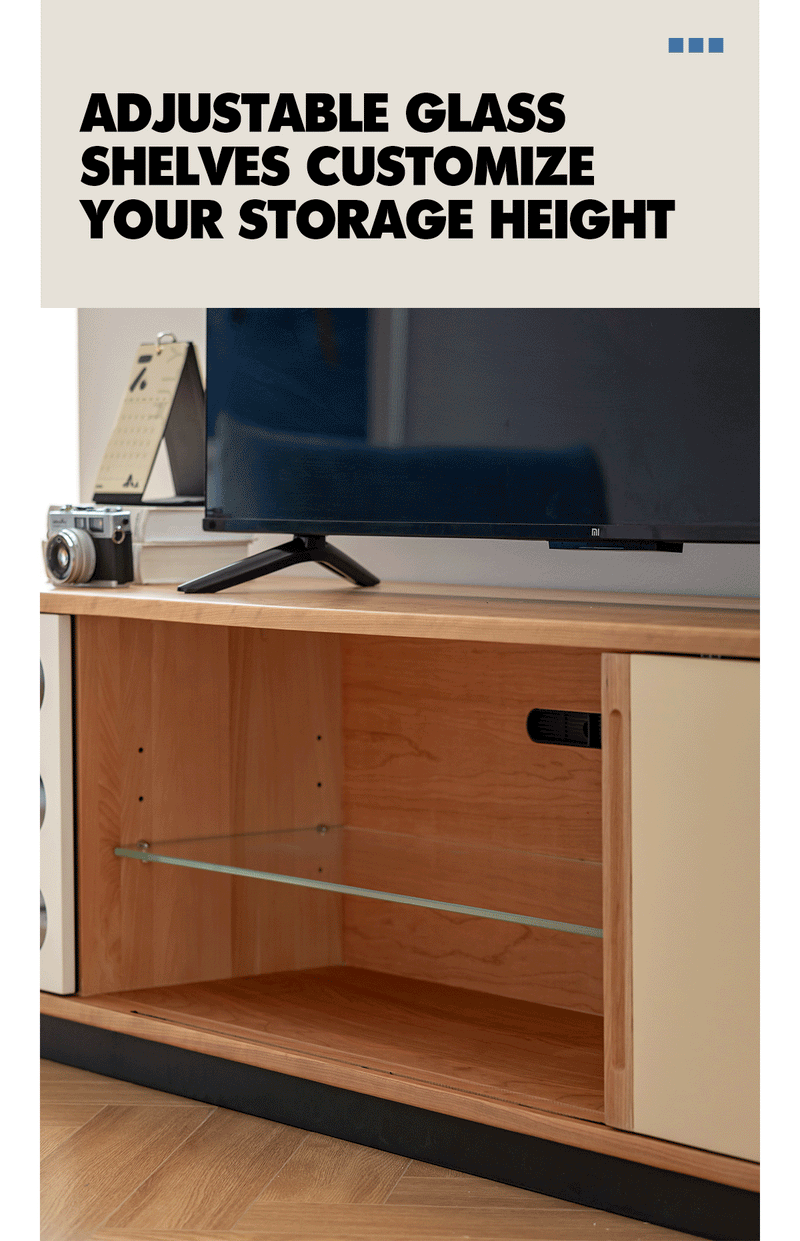 Scandinavian Cherry Wood Sliding Door TV Console TIMELESS More Details and Instruction_2