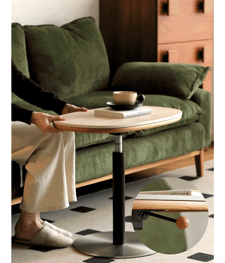 Scandinavian Sintered Stone Cherry Wood Height Adjustable Side Table ROMAN More Details and Instruction_2