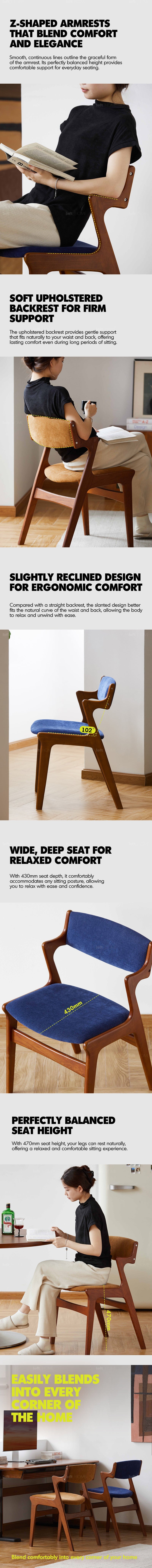 Bauhaus Beech Wood Chenille Velvet Fabric Dining Chair ZETA More Details and Instruction_2