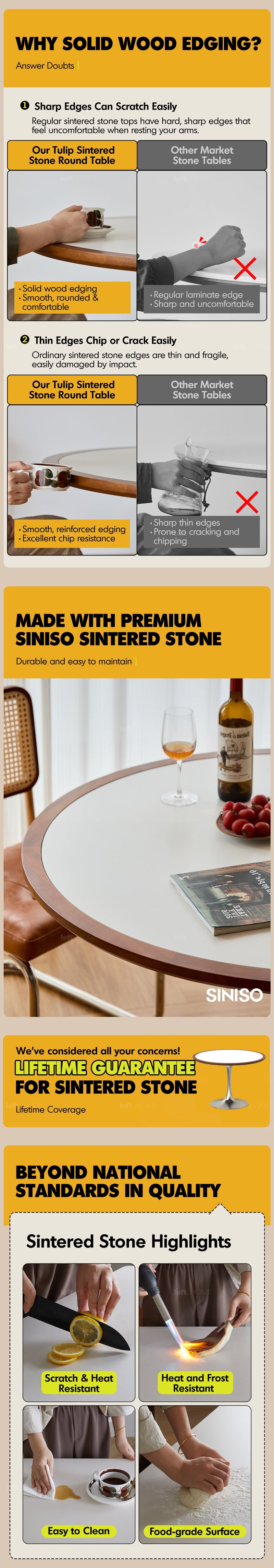Bauhaus Sintered Stone Stainless Steel Round Dining Table TULIP More Details and Instruction_2