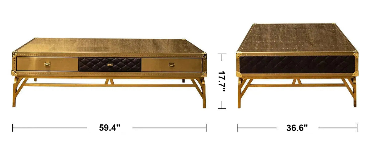 Vintage Genuine Leather Coffee Table OSMOND Size Chart