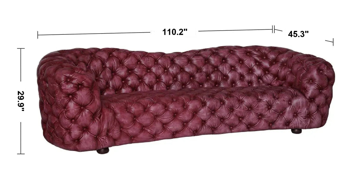 Vintage Genuine Leather 4 Seater Sofa AKASHA Size Chart