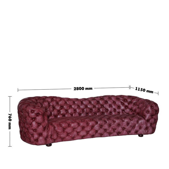Vintage genuine leather 4 seater sofa akasha primary product view.