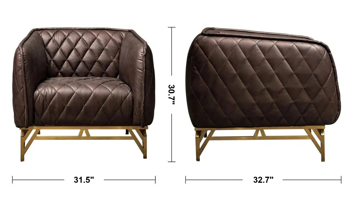 Vintage Genuine Leather 1 Seater Sofa OSMOND Size Chart