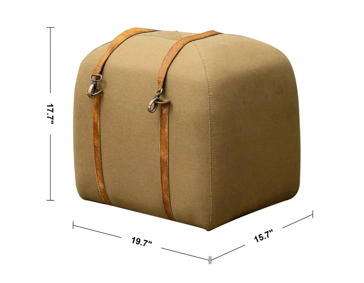 Vintage Canvas Ottoman Stool TRAVEL Size Chart