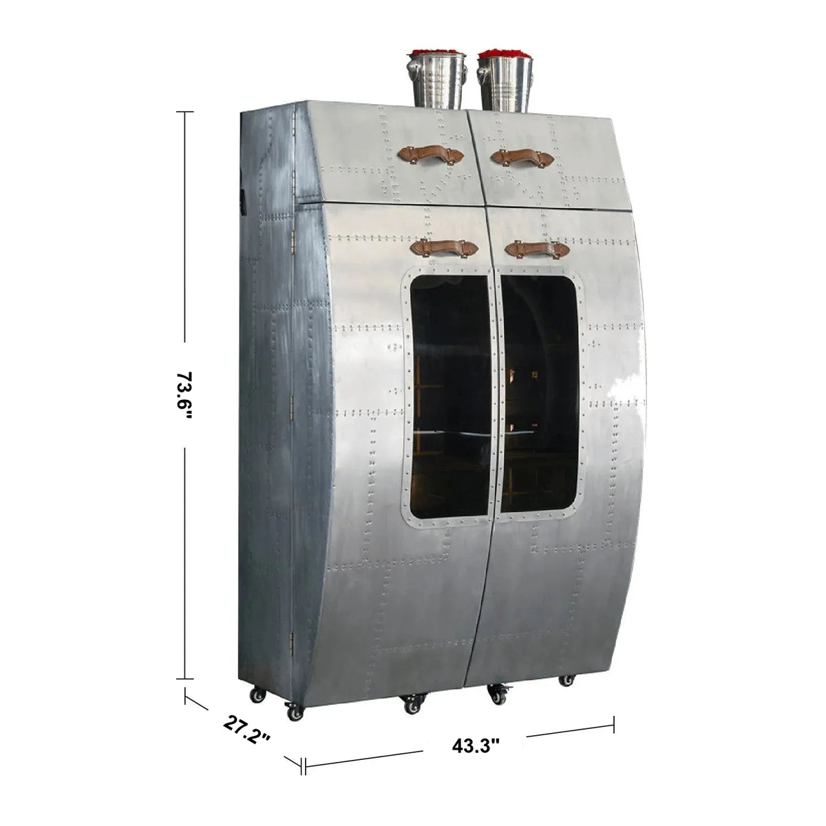 Industrial Aluminium Wine Cabinet AVIATOR Size Chart