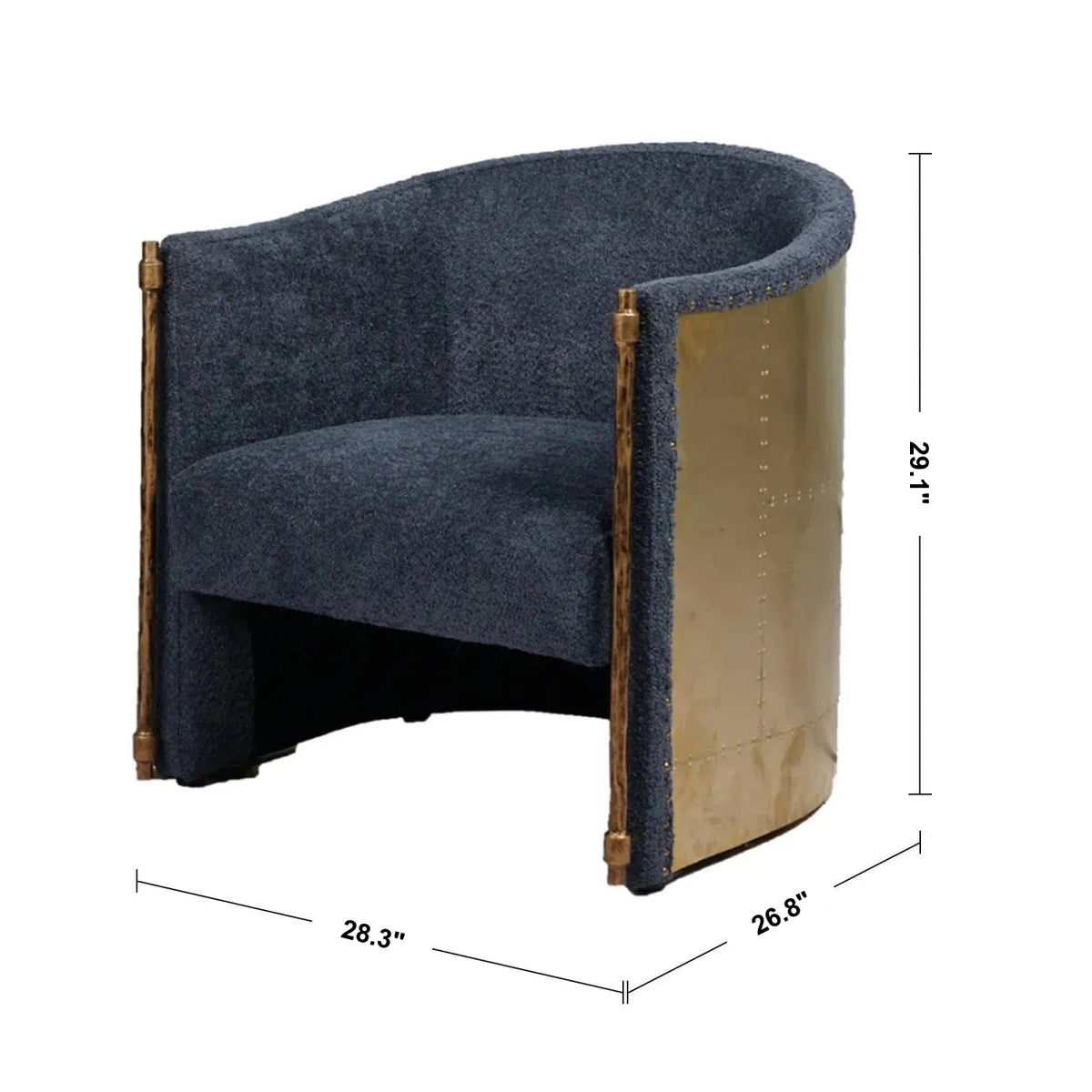 Industrial Fabric 1 Seater Sofa THADDEUS TRACK Size Chart