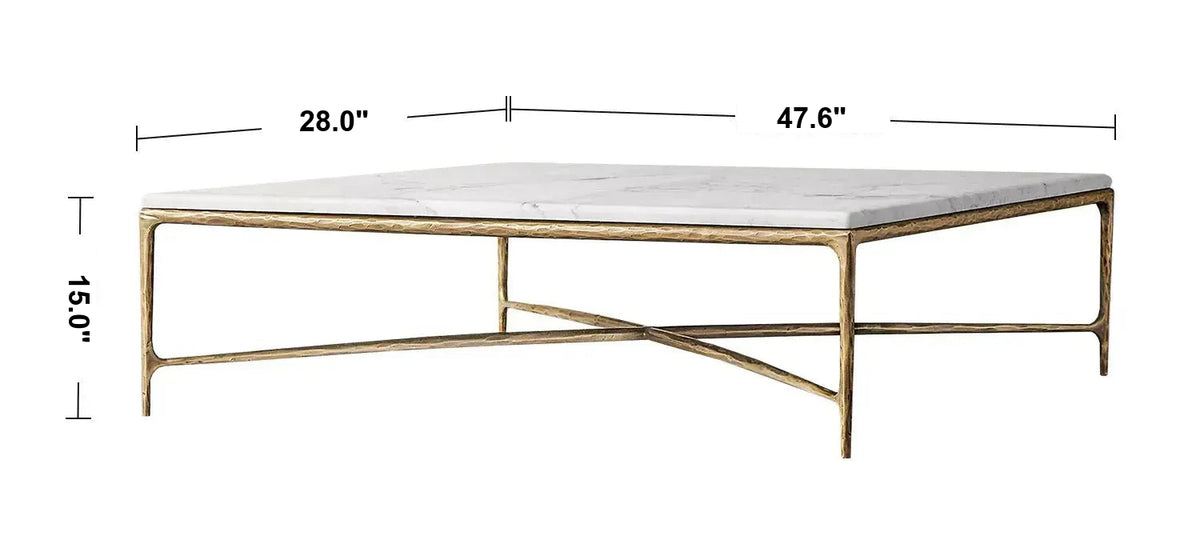Minimalist Marble Coffee Table THADDEUS Size Chart