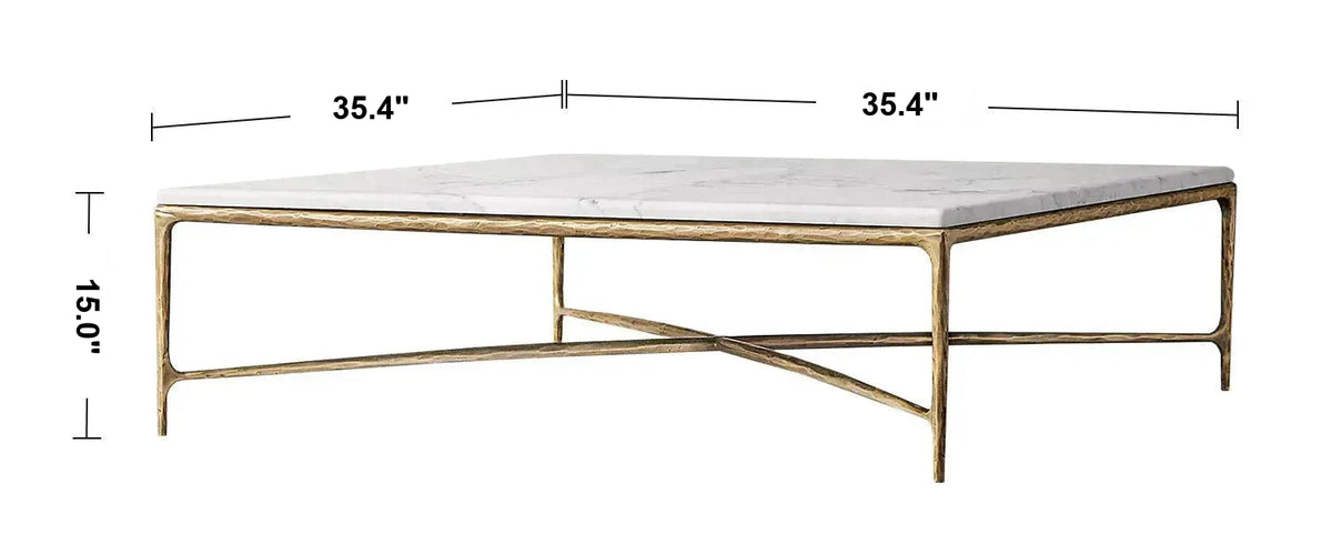 Minimalist Marble Coffee Table THADDEUS SQUARE Size Chart
