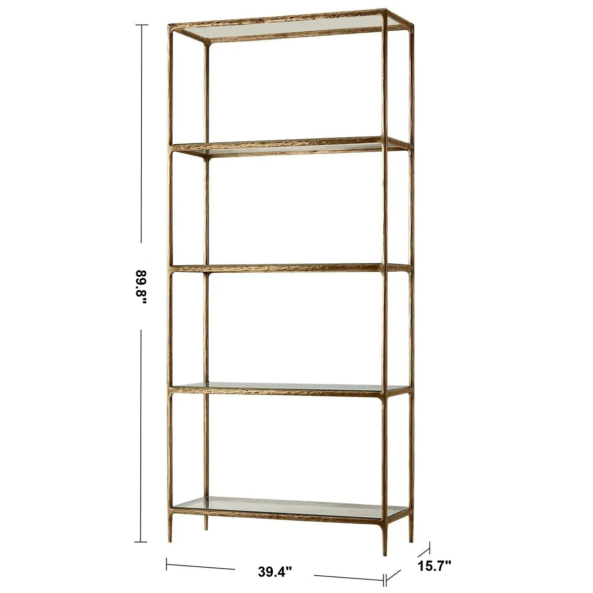 Minimalist Metal Tempered Glass Display Shelf THADDEUS Size Chart